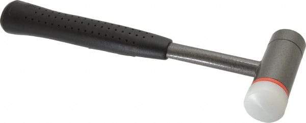 HALDER - 28 oz Head 1-3/8" Face Diam Nylon 2-in-1 Dead Blow Hammer - 11-1/2" OAL, Steel Handle - Caliber Tooling