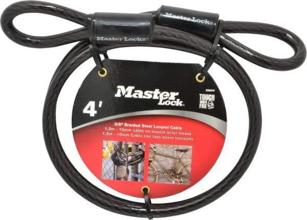 Master Lock - 4' Long Heavy Duty Cable - 3/8" Diam - Caliber Tooling