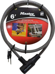 Master Lock - 6' Long Keyed Different Cable Lock - 3/8" Diam, Keyed Different - Caliber Tooling