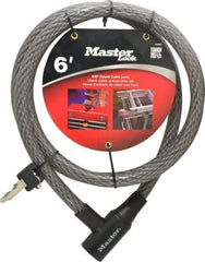 Master Lock - 6' Long Heavy Duty Cable Lock - 5/8" Diam, Keyed Different - Caliber Tooling