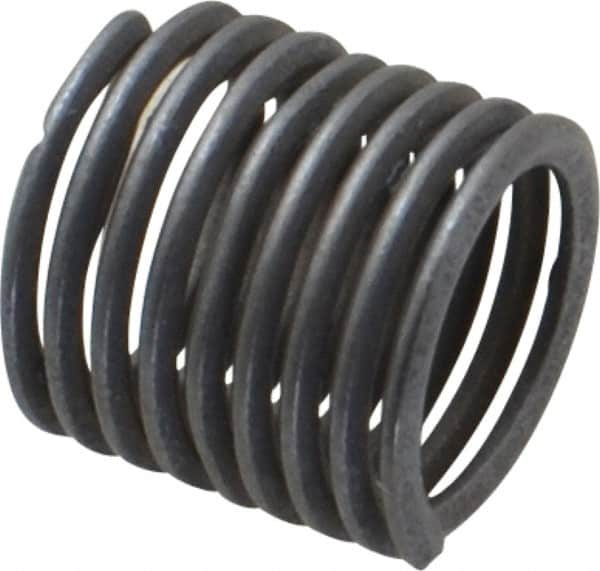 Recoil - 1/4-28 Metric Coarse, 1-1/2D, Stainless Steel Screw Locking Insert - 8-1/4 Free Coils, 3/8 Inch Overall Length, 0.306 to 0.326 Inch Outside Diameter, with Tang, Dry Film Lubricant - Exact Industrial Supply