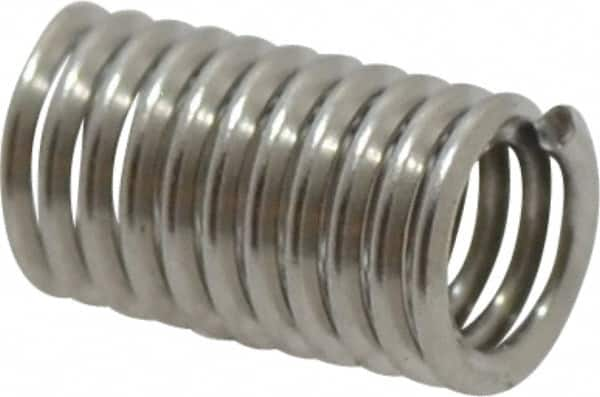 Recoil - #4-40 UNC, 0.336" OAL, Free Running Helical Insert - 10-7/8 Free Coils, Tanged, Stainless Steel, Bright Finish, 3D Insert Length - Exact Industrial Supply