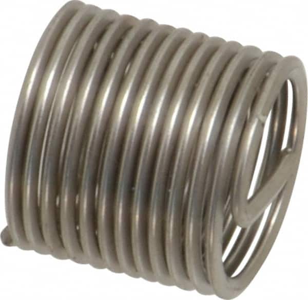 Recoil - M10x1.00 Metric Extra Fine, 15mm OAL, Free Running Helical Insert - 12 Free Coils, Tanged, Stainless Steel, Bright Finish, 1-1/2D Insert Length - Exact Industrial Supply