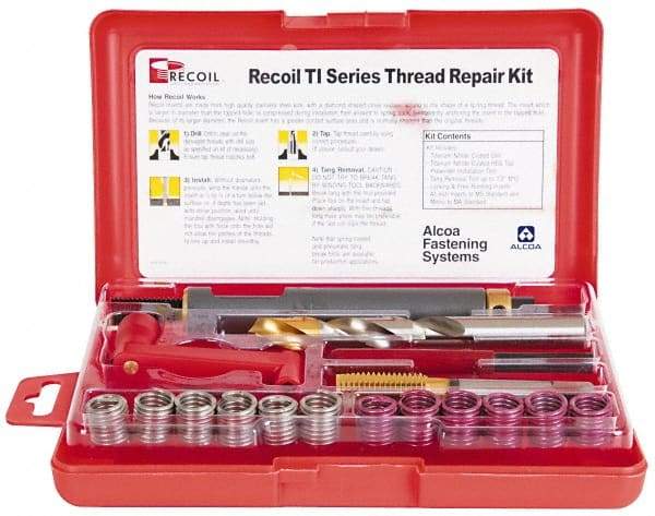 Recoil - 18 Inserts, 1/2-13, 1/2-13 UNC, Thread Repair Kit - 0.75" Insert Length - Exact Industrial Supply