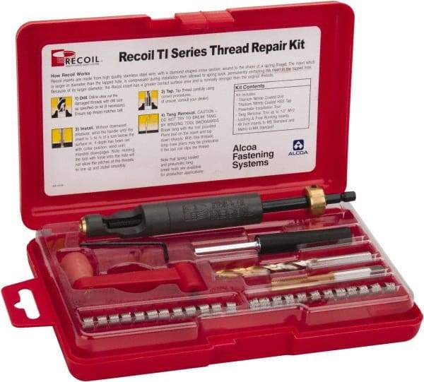 Recoil - 18 Inserts, M6x1.00, M6x1.00 Metric Coarse, Thread Repair Kit - 9mm Insert Length - Exact Industrial Supply