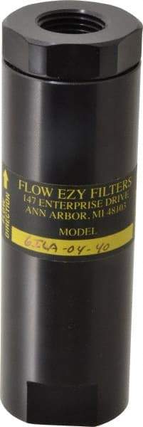 Flow Ezy Filters - 1/2 NPT Thread, 40 Micron, 1.6" Outside Diam, 4.9" Long, Stainless Steel Wire Cloth Media, Filter Assembly - Anodized Aluminum - Caliber Tooling