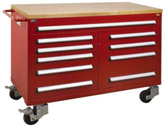 Vidmar - 4,800 Lb Capacity, 10 Drawer Roller Cabinet - 60" Wide x 27-3/4" Deep x 43" High, Steel, Red Gloss - Caliber Tooling