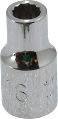 Proto - 3/16", 1/4" Drive, Standard Hand Socket - 12 Points, 7/8" OAL, Chrome Finish - Caliber Tooling