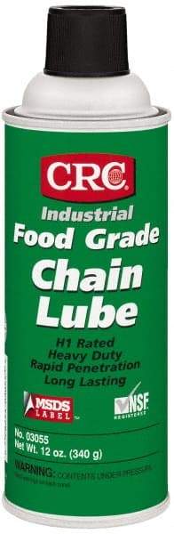 CRC - 16 oz Aerosol High Temperature Chain & Cable Lubricant - White, 8 to 325°F, Food Grade - Caliber Tooling