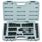 STANLEY® 1/4" & 3/8" Drive 69 Piece Fractional & Metric Black Chrome Laser Etched Socket Set - Caliber Tooling