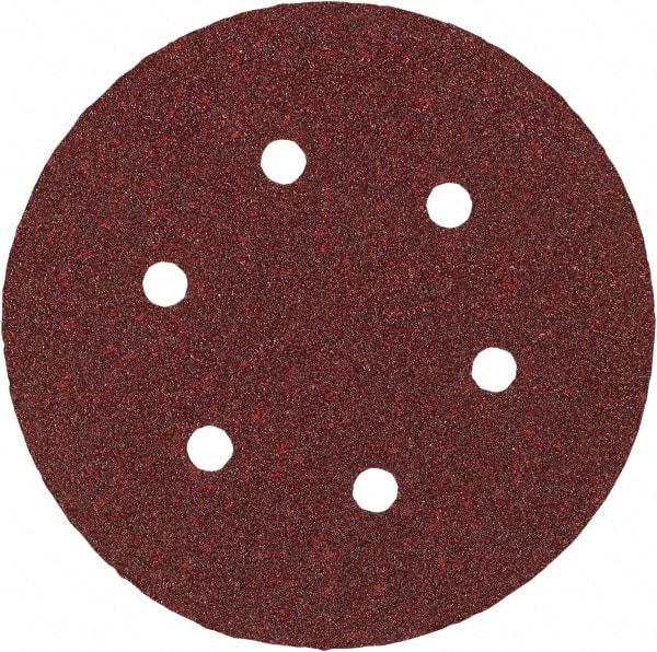 Porter-Cable - 6" Diam, 80 Grit Aluminum Oxide Adhesive PSA Disc - Medium Grade, Tan, C Weighted Backing, Flexible, 13,000 Max RPM - Caliber Tooling