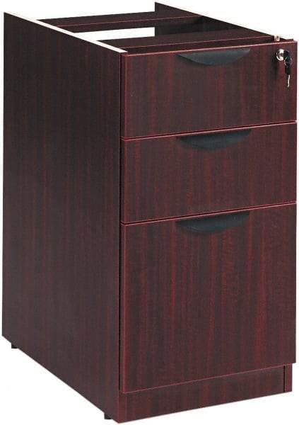 ALERA - 15-5/8" Wide x 28-1/2" High x 28-1/2" Deep, 3 Drawer Full Pedestal - Woodgrain Laminate, Mahogany - Caliber Tooling