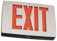 Lithonia Lighting - 1 Face, 1 Watt, Black, Aluminum, LED, Illuminated Exit Sign - 120/277 VAC, Nickel Cadmium, Universal Mounted, 11-3/4 Inch Long x 2 Inch Wide x 8-1/4 Inch High - Caliber Tooling