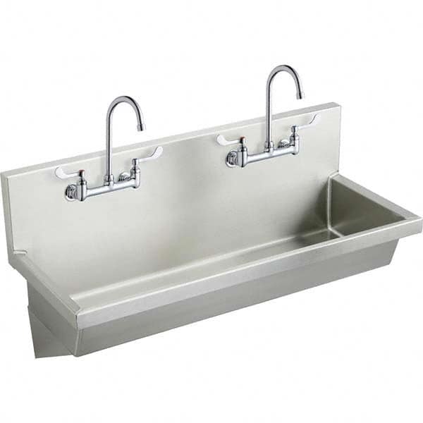 ELKAY - Stainless Steel Sinks Type: (2) Person Wash-Station w/Manual Faucet Outside Length: 48 (Inch) - Caliber Tooling