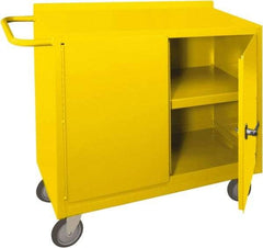 Durham - 2 Door, 1 Shelf, Yellow Steel Standard Safety Cabinet - 78" High x 18" Wide x 36" Deep, Manual Closing Door - Caliber Tooling