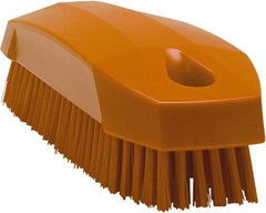 Vikan - 0.7" Bristle Length, Polyester Scrub Brush - 1-1/2" Wide Head, 4-1/2" OAL, Orange, Polypropylene Block - Caliber Tooling