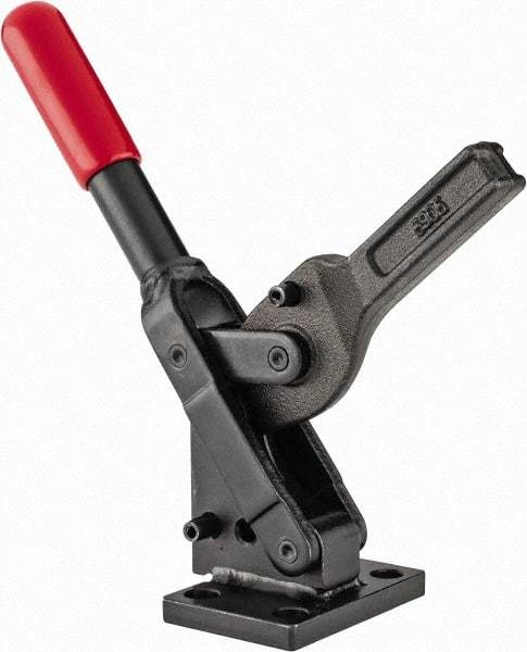 De-Sta-Co - 751 Lb Holding Capacity, Vertical Handle, Manual Hold Down Toggle Clamp - 70° Handle Movement, 135° Bar Opening, Solid Bar, Flanged Base, Oxide Finish, Forged Alloy Steel - Caliber Tooling