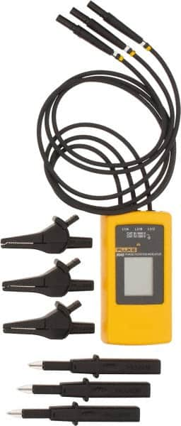 Fluke - 3 Phase, 40 to 700 VAC, 15 to 400 Hz, 32 to 104°F, LCD Display Phase Rotation Tester - No Battery Required, Includes Alligator Clips, Self-Retaining Test Probes, User Manual, EN 61010, EN 61557-7 - Caliber Tooling