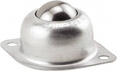 Hudson Bearing - 1 Inch Diameter, Oval, Stainless Steel Ball Transfer - 1.1875 Inch Mount Height, 75 Lb. Capacity - Caliber Tooling