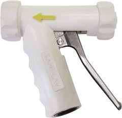 SANI-LAV - 3/4" Pipe, Insulated, Grade 6061-T6 Aluminum Adjustable Spray Pattern Nozzle - White, 3/4 GHT Connection, 7 Gal per min at 100 psi, 3/4 GHT, 3/4" Orifice Diam, For Use With Water - Caliber Tooling