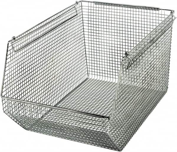 Quantum Storage - 175 Lb. Load Capacity, 18-1/2" Deep, Chrome Hopper Stacking Bin - 10-1/8" High x 11" Wide x 18-1/2" Long - Caliber Tooling