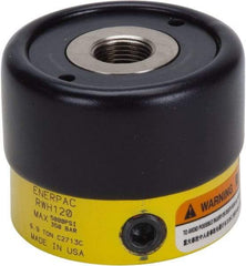 Enerpac - 6.9 Ton, 0.32" Stroke, 0.86 Cu In Oil Capacity, Portable Hydraulic Hollow Hole Cylinder - 2.76 Sq In Effective Area, 2.22" Lowered Ht., 2.54" Max Ht., 1.375" Plunger Rod Diam, 5,000 Max psi - Caliber Tooling