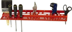 Quantum Storage - Tool Box Polypropylene Tool Rack - 24" Wide x 6" Deep x 2-3/4" High, Red, For Louvered Panels - Caliber Tooling