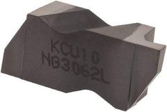 Kennametal - 3062NG Grade KCU10, 1.58mm Cutting Width Carbide Grooving Insert - 2.39mm Max Depth of Cut, Left Hand, 0.19mm Corner Radius, AlTiN Finish - Caliber Tooling