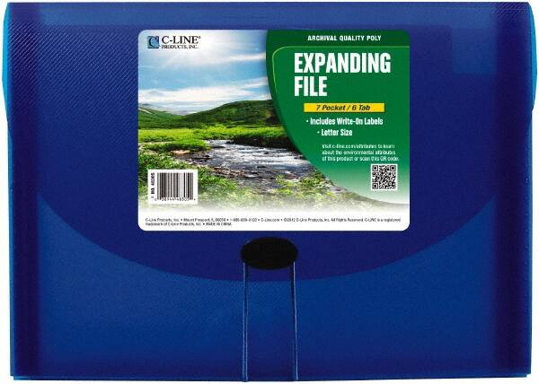 C-LINE - 13 x 9-1/4 x 1-5/8", Letter Size, Blue, Expandable File Folders with Top Tab Pocket - Has Index Tabs, 1 per Box - Caliber Tooling