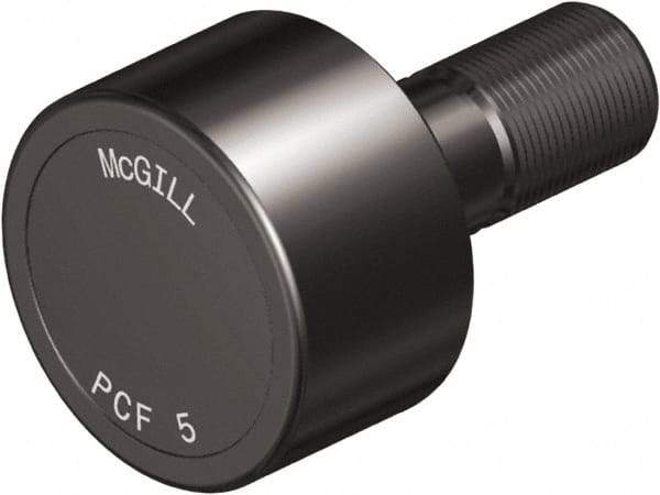 McGill - 3-1/4" Roller Diam x 2" Width, 1-1/4" Stud Diam x 2-1/2" Length, Plain Load Roller - Steel, 1-3/4" Thread Length, 1-1/4-12 Thread, 4-1/2" OAL, 14,300 Lb Dynamic Cap, 16,000 Lb Static Cap - Caliber Tooling