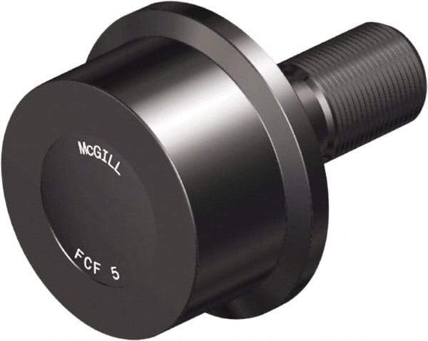 McGill - 4-1/2" Roller Diam x 2" Width, 1-1/4" Stud Diam x 2-3/4" Length, Flanged Load Roller - Steel, 1-3/4" Thread Length, 1-1/4-12 Thread, 4-3/4" OAL, 14,300 Lb Dynamic Cap, 16,000 Lb Static Cap - Caliber Tooling