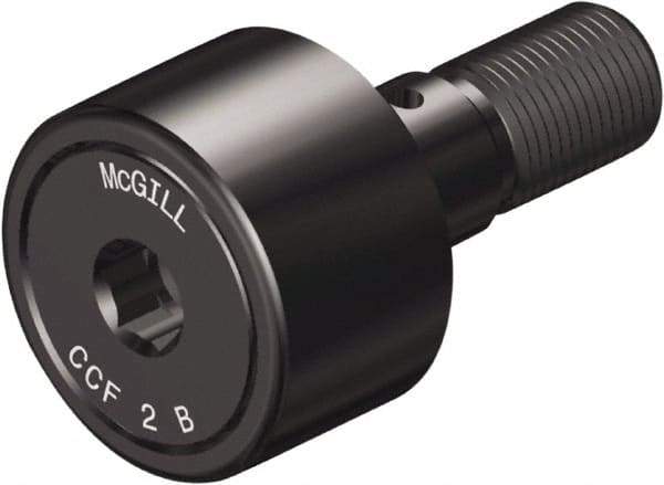 McGill - 1-1/4" Roller Diam x 3/4" Width, 1/2" Stud Diam x 1-1/4" Length, Crowned Sealed Stud Cam Follower with Hex - Steel, 5/8" Thread Length, 1/2-20 Thread, 2.03" OAL, 3,930 Lb Dynamic Cap, 4,250 Lb Static Cap - Caliber Tooling