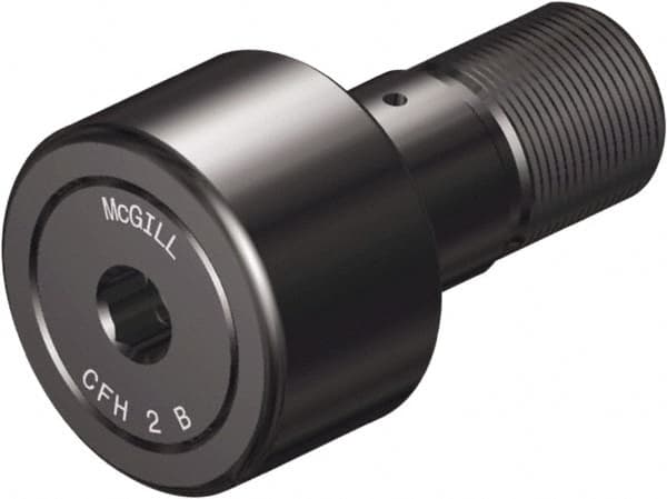 McGill - 7/8" Roller Diam x 1/2" Width, 7/16" Stud Diam x 3/8" Length, Sealed Heavy Stud Cam Follower with Hex - Steel, 3/8" Thread Length, 7/16-20 Thread, 1.41" OAL, 1,660 Lb Dynamic Cap, 4,130 Lb Static Cap - Caliber Tooling