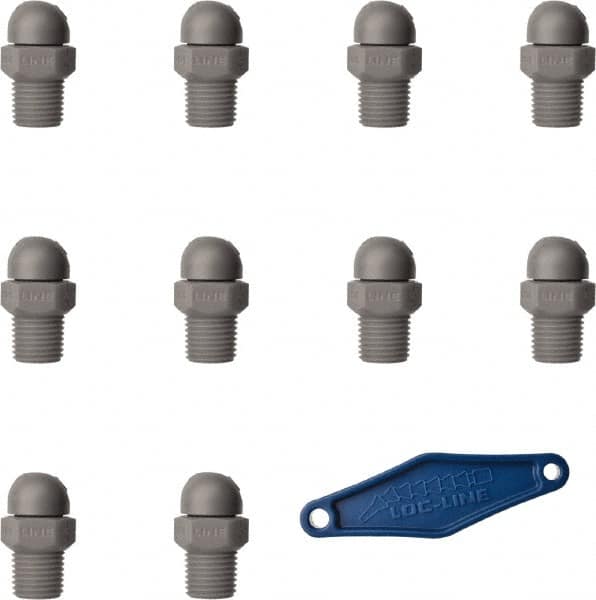 Loc-Line - 1/4" Hose Inside Diam x 5/32" Nozzle Diam, High-Pressure Coolant Hose Nozzle - NPT, for Use with Loc-Line Modular Hose System, 10 Pieces - Caliber Tooling