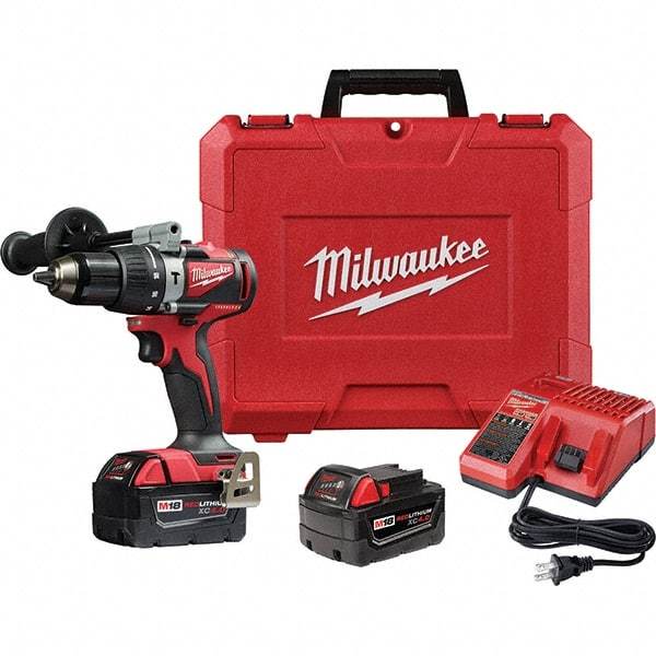 Milwaukee Tool - 18 Volt 1/2" Metal Ratcheting Chuck Cordless Hammer Drill - 0 to 28,800 BPM, 0 to 1,800 RPM, Reversible - Caliber Tooling