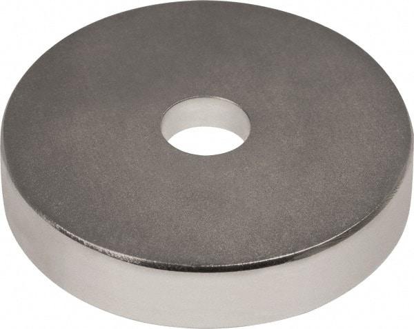 Mag-Mate - 1" Long x 1" Diam x 1/8" High, 1 Mounting Hole, 20 Poles, Ring Neodymium Rare Earth Holding Magnet - 16.6 Lb Average & 33.2 Lb Max Pull Force, 0.19 Mounting Hole, Through Hole Style, 180°F Max Operating Temp - Caliber Tooling