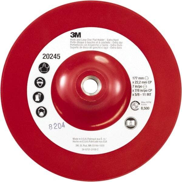 3M - 7" Diam Hook & Loop Disc Backing Pad - Extra Hard Density, 8,500 RPM - Caliber Tooling