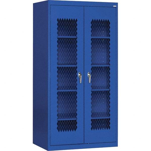 Sandusky Lee - 5 Shelf Visible Storage Cabinet - Steel, 36" Wide x 24" Deep x 72" High, Blue - Caliber Tooling