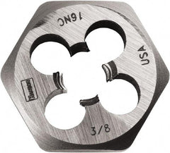 Irwin - 3/8-24 Thread, 1" Hex, Right Hand Thread, Hex Rethreading Die - Carbon Steel - Exact Industrial Supply