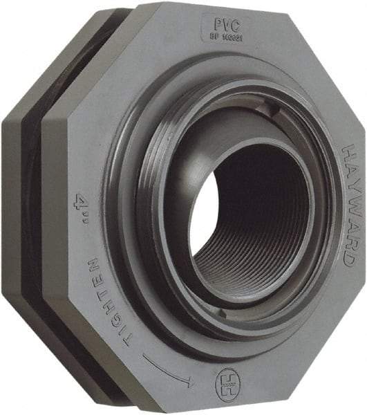 Hayward - 1" PVC Plastic Pipe Self-Aligning Bulkhead Fitting - Schedule 80, Thread x Thread End Connections - Caliber Tooling