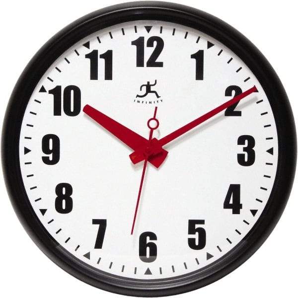 Infinity Insttruments - 13-1/2 Inch Diameter, White Face, Dial Wall Clock - Analog Display, Black Case, Runs on AA Battery - Caliber Tooling