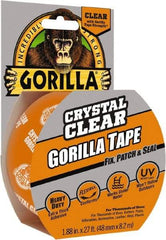 Gorilla Tape - 1-7/8" x 27' Clear Duct Tape - 7 mil, Acrylic Adhesive, Ethylene Copolymer Backing, -4°F to 140°F - Caliber Tooling