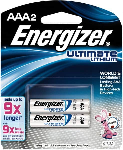 Energizer - Size AAA, Lithium, 2 Pack, Photo Battery - 1.5 Volts, Flat Terminal, FR03, ANSI, IEC Regulated - Caliber Tooling