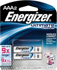 Energizer - Size AAA, Lithium, 2 Pack, Photo Battery - 1.5 Volts, Flat Terminal, FR03, ANSI, IEC Regulated - Caliber Tooling