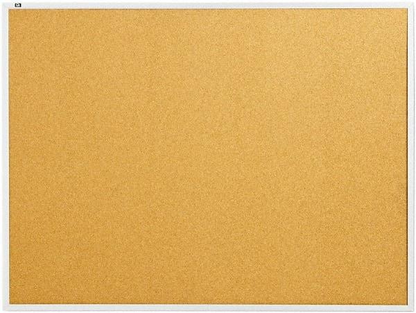 Quartet - 48" Wide x 36" High Open Cork Bulletin Board - Natural Cork over Fiberboard, Aluminum Frame - Caliber Tooling