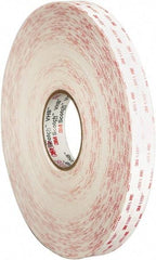 3M - 1/2" x 36 Yd Acrylic Adhesive Double Sided Tape - 45 mil Thick, White, Acrylic Foam Liner, Continuous Roll, Series 4950 - Caliber Tooling