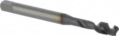 OSG - 1/4-28 UNF 2 Flute 3B Modified Bottoming Spiral Flute Tap - Powdered Metal, TiCN Finish, 80mm OAL, Right Hand Flute, Right Hand Thread, H3, Series 16505 - Caliber Tooling