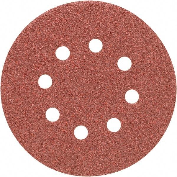 Porter-Cable - 5" Diam, 100 Grit Zirconia Alumina Adhesive PSA Disc - Fine Grade, Tan, C Weighted Backing, Flexible, 15,000 Max RPM - Caliber Tooling