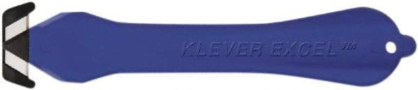 Klever Innovations - Fixed Safety Cutter - 1-1/4" Carbon Steel Blade, Blue Plastic Handle, 1 Blade Included - Caliber Tooling