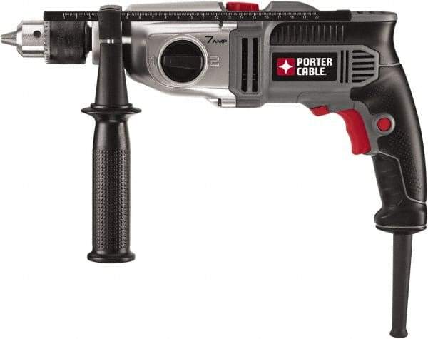 Porter-Cable - 120 Volt 1/2" Keyed Chuck Electric Hammer Drill - 0 to 52,700 BPM, 0 to 1,100 & 0 to 3,100 RPM, Reversible, Mid-Handle - Caliber Tooling